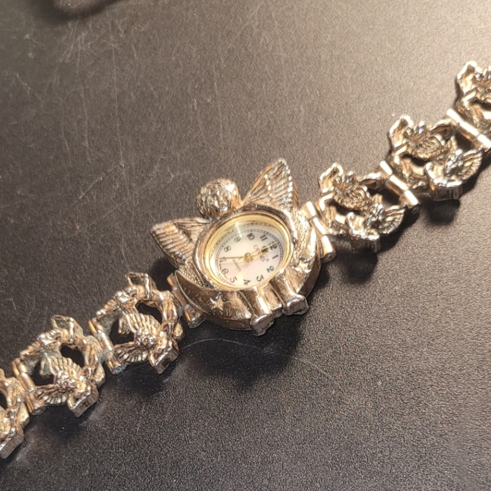 Gold Vintage Angelic Charm Bracelet Watch